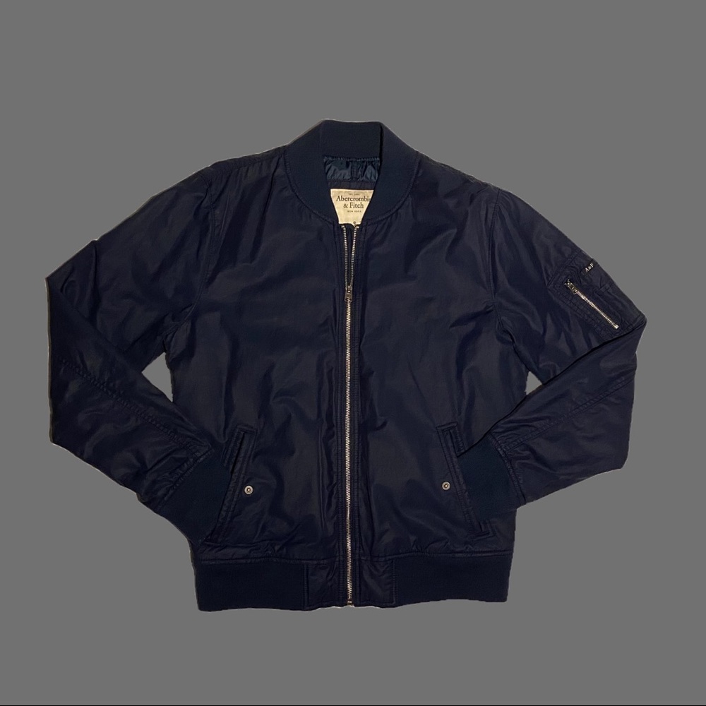 Abercrombie and Fitch Long sleeve short collar full zipper bomber jacket